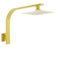 WELS Brushed Gold Square 8" Slim Rain Shower Head Brass Wall Gooseneck Arm Set V1233-A602GKSS108G