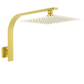 WELS Brushed Gold 10" Square SUS Shower Head + Brass Gooseneck Wall Arm Set V1233-A602GKSS110G