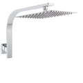 WELS Chrome Square 10" Thin Rainfall Shower Head + Brass Gooseneck Wall Arm Set V1233-A602KSS110