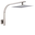 Brushed Nickel Silver Square 8" Rain Shower Head & Brass Gooseneck Wall Arm Set V1233-A602NKSS108N