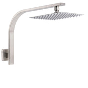 Brushed Nickel Silver Square 8" Rain Shower Head & Brass Gooseneck Wall Arm Set V1233-A602NKSS108N