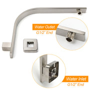 Brushed Nickel Silver Square 10" Rain Shower Head & Brass Gooseneck Wall Arm Set V1233-A602NKSS110N
