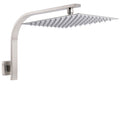 Brushed Nickel Silver Square 12" Rain Shower Head & Brass Gooseneck Wall Arm Set V1233-A602NKSS112N