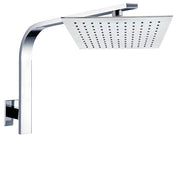 WELS 10" 7.5L/m Chrome Square Rain Shower Head Brass Gooseneck Wall Arm Set V1233-A602SS1001