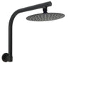Matt Black 8" Stainless Steel Round Rain Shower Head & Gooseneck Swivel Wall Arm Set V1233-A619BKSR108B