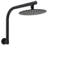 Matt Black 8" Stainless Steel Round Rain Shower Head & Gooseneck Swivel Wall Arm Set V1233-A619BKSR108B