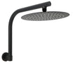 WELS Matt Black 10" SUS Round Rain Shower Head & Gooseneck Swivel Wall Arm Set V1233-A619BKSR110B