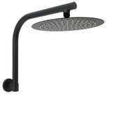 WELS Matt Black 10" SUS Round Rain Shower Head & Gooseneck Swivel Wall Arm Set V1233-A619BKSR110B