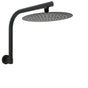 WELS Matt Black 10" SUS Round Rain Shower Head & Gooseneck Swivel Wall Arm Set V1233-A619BKSR110B