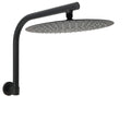 WELS Matt Black 12" Large Round Rain Shower Head & Gooseneck Swivel Wall Arm Set V1233-A619BKSR112B