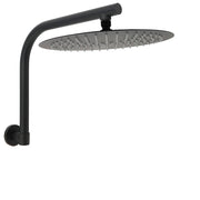 WELS Matt Black 12" Large Round Rain Shower Head & Gooseneck Swivel Wall Arm Set V1233-A619BKSR112B