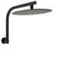WELS Matt Black 12" Large Round Rain Shower Head & Gooseneck Swivel Wall Arm Set V1233-A619BKSR112B