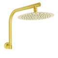 Brushed Gold Round 10 Inch Rain Shower Head Swivel Brass Gooseneck Wall Arm Set V1233-A619GKSR110G
