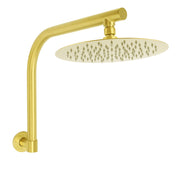 Brushed Gold Round 10 Inch Rain Shower Head Swivel Brass Gooseneck Wall Arm Set V1233-A619GKSR110G