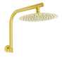 Brushed Gold Round 10 Inch Rain Shower Head Swivel Brass Gooseneck Wall Arm Set V1233-A619GKSR110G