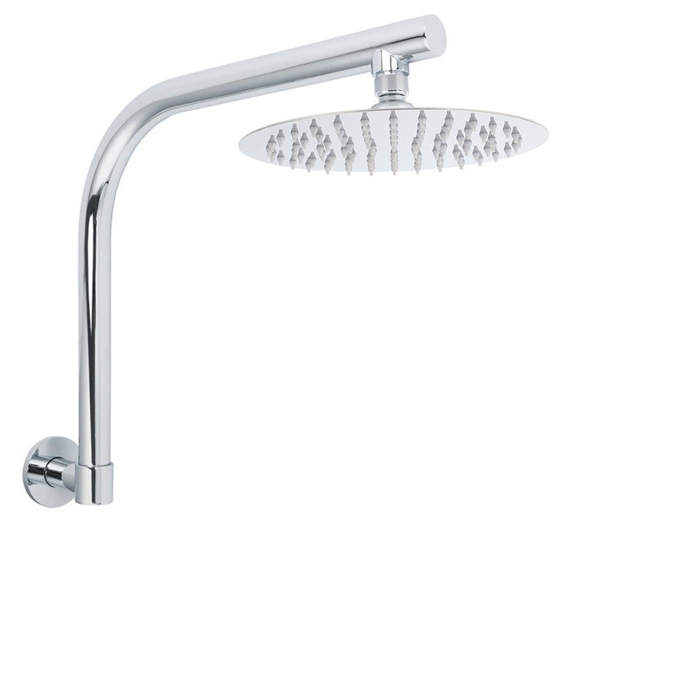 WELS 8" Round Rainfall Shower Head + 360 degrees Swivel Gooseneck Wall Arm Set V1233-A619KSR108