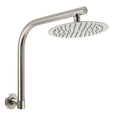 Brushed Nickel 8" Round Rainfall Shower Head 360 degreesSwivel Gooseneck Wall Arm Set V1233-A619NKSR108N