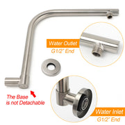 Brushed Nickel 8" Round Rainfall Shower Head 360 degreesSwivel Gooseneck Wall Arm Set V1233-A619NKSR108N
