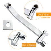 Square Chrome Brass Up & Down Adjustable Wall Mounted Shower Arm For Shower Head V1233-A638
