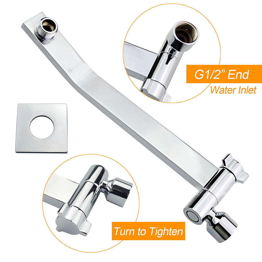 Square Chrome Brass Up & Down Adjustable Wall Mounted Shower Arm For Shower Head V1233-A638