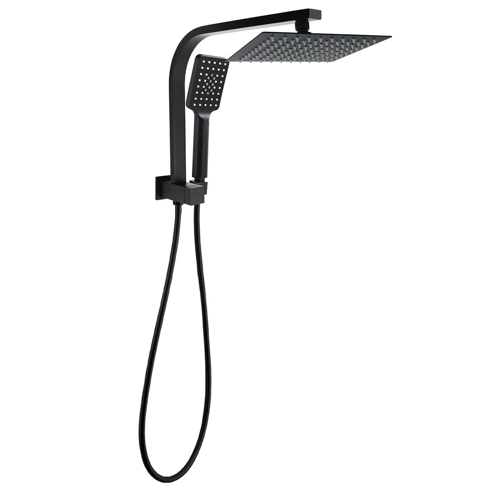 Matt Black 8" SUS Shower Head 3 Modes Handheld Gooseneck Arm Square 2in1 Set V1233-A702BHS002M4CBKSS108B