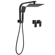 WELS Matt Black 8" Shower Head 3 Modes Handheld Gooseneck Arm Square 2in1 Set Twin Taps V1233-A702BHS002M4CBKSS108BCPF0272BK