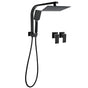 WELS Matt Black 8" Shower Head 3 Modes Handheld Gooseneck Arm Square 2in1 Set Twin Taps V1233-A702BHS002M4CBKSS108BCPF0272BK