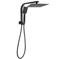 Matt Black Square 10" SUS Shower Head 3 Modes Handheld Gooseneck Arm Twin Set V1233-A702BHS002M4CBKSS110B