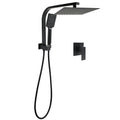 Matt Black Square 10" Thin Shower Head 3 Modes Handheld Gooseneck Arm Twin Set + Mixer V1233-A702BHS002M4CBKSS110BKSQ201B