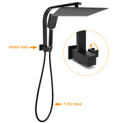 WELS Matt Black Twin Set 12" Large Shower Head 3 Modes Handheld Gooseneck Arm Diverter V1233-A702BHS002M4CBKSS112B