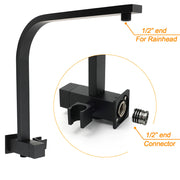 WELS Matt Black Twin Set 12" Large Shower Head 3 Modes Handheld Gooseneck Arm Diverter V1233-A702BHS002M4CBKSS112B
