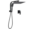 Matt Black Twin Set 12" Large Shower Head 3 Modes Handheld Gooseneck Arm Wall Mixer V1233-A702BHS002M4CBKSS112BKSQ201B