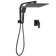 Matt Black Twin Set 12" Large Shower Head 3 Modes Handheld Gooseneck Arm Wall Mixer V1233-A702BHS002M4CBKSS112BKSQ201B
