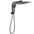 WELS Matt Black Dual Set 16" Extra Large Shower Head 3 Modes Handheld Gooseneck Arm Diverter V1233-A702BHS002M4CBKSS116B