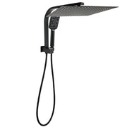WELS Matt Black Dual Set 16" Extra Large Shower Head 3 Modes Handheld Gooseneck Arm Diverter V1233-A702BHS002M4CBKSS116B