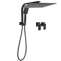 Matt Black 2in1 Set 16" Large Shower Head 3 Modes Handheld Gooseneck Arm Twin Taps Set V1233-A702BHS002M4CBKSS116BCPF0272BK