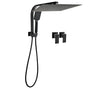 Matt Black 2in1 Set 16" Large Shower Head 3 Modes Handheld Gooseneck Arm Twin Taps Set V1233-A702BHS002M4CBKSS116BCPF0272BK