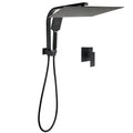 Matt Black Twin Set 16" Extra Large Shower Head 3 Modes Handheld Gooseneck Arm Wall Mixer V1233-A702BHS002M4CBKSS116BKSQ201B
