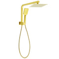 WELS Brushed Gold Twin Shower 8" Rain Head Handheld Diverter Wall Arm Square V1233-A702GHS002M4CGKSS108G