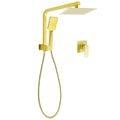 WELS Brushed Gold Twin Shower 8" Rain Head Handheld Diverter Wall Arm Square Mixer V1233-A702GHS002M4CGKSS108GKSQ201G