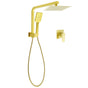 WELS Brushed Gold Twin Shower 8" Rain Head Handheld Diverter Wall Arm Square Mixer V1233-A702GHS002M4CGKSS108GKSQ201G