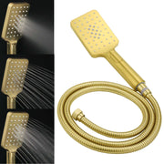 Brushed Gold Twin Shower 12" Rainfall Head Handheld Diverter Wall Arm Set Square V1233-A702GHS002M4CGKSS112G
