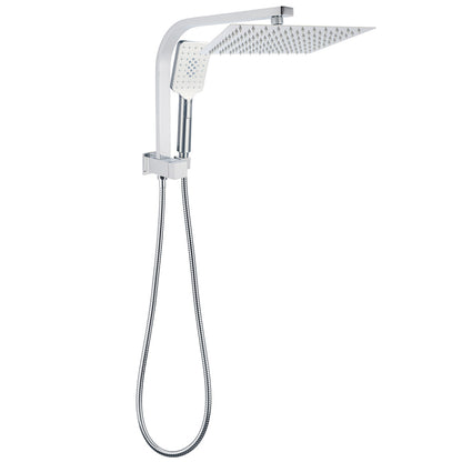 WELS Dual 10" Square Rain Shower Head Handheld Spray Diverter Wall Arm Set V1233-A702ROHS002M4CKSS110