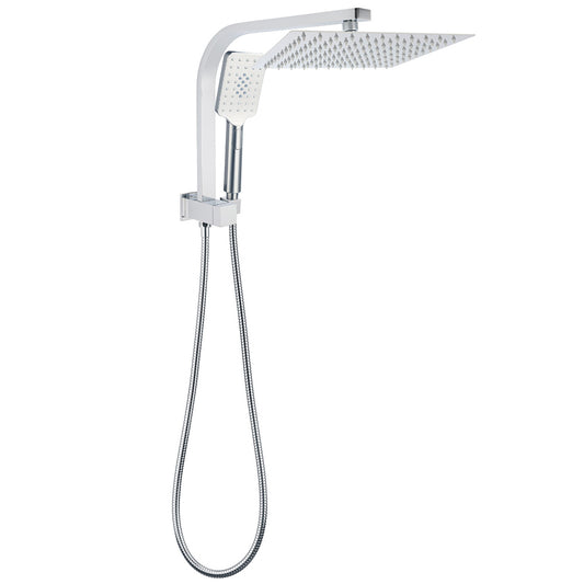 WELS Dual 10" Square Rain Shower Head Handheld Spray Diverter Wall Arm Set V1233-A702ROHS002M4CKSS110