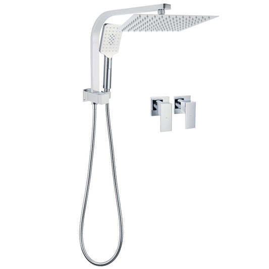 WELS Chrome 2in1 10" Square Rain Shower Head Handheld Spray Diverter Wall Arm Taps Set V1233-A702ROHS002M4CKSS110CPF0272A