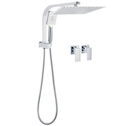 WELS Square Large 12" Shower Head 3 Mode Handheld Diverter Wall Arm 2in1 Set + Taps V1233-A702ROHS002M4CKSS112CPF0272A
