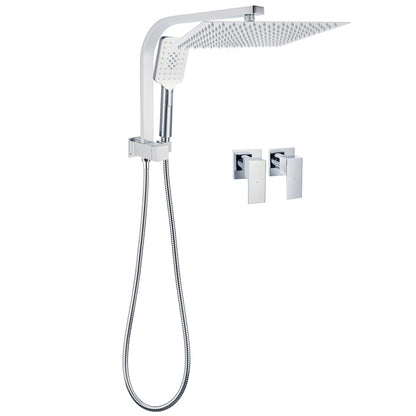 WELS Square Large 12" Shower Head 3 Mode Handheld Diverter Wall Arm 2in1 Set + Taps V1233-A702ROHS002M4CKSS112CPF0272A