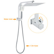 WELS Square Large 12" Shower Head 3 Mode Handheld Diverter Wall Arm 2in1 Set + Taps V1233-A702ROHS002M4CKSS112CPF0272A