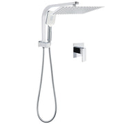 WELS Square Chrome 12" Shower Head 3 Mode Handheld Diverter Wall Arm 2in1 Set + Mixer V1233-A702ROHS002M4CKSS112KSQ201CR