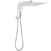 WELS Square Twin Shower Head Chrome 16" Large 3 Mode Handheld Diverter Wall Arm Set V1233-A702ROHS002M4CKSS116